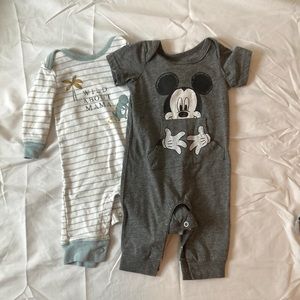 Two One Piece Outfits Disney and Carters 3 month boys